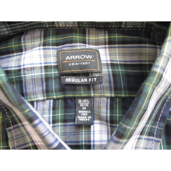 Men's Arrow Regular Fit Wrinkle Free Button Long Sleeve Shirt Sz M (MT626) - Picture 2 of 7